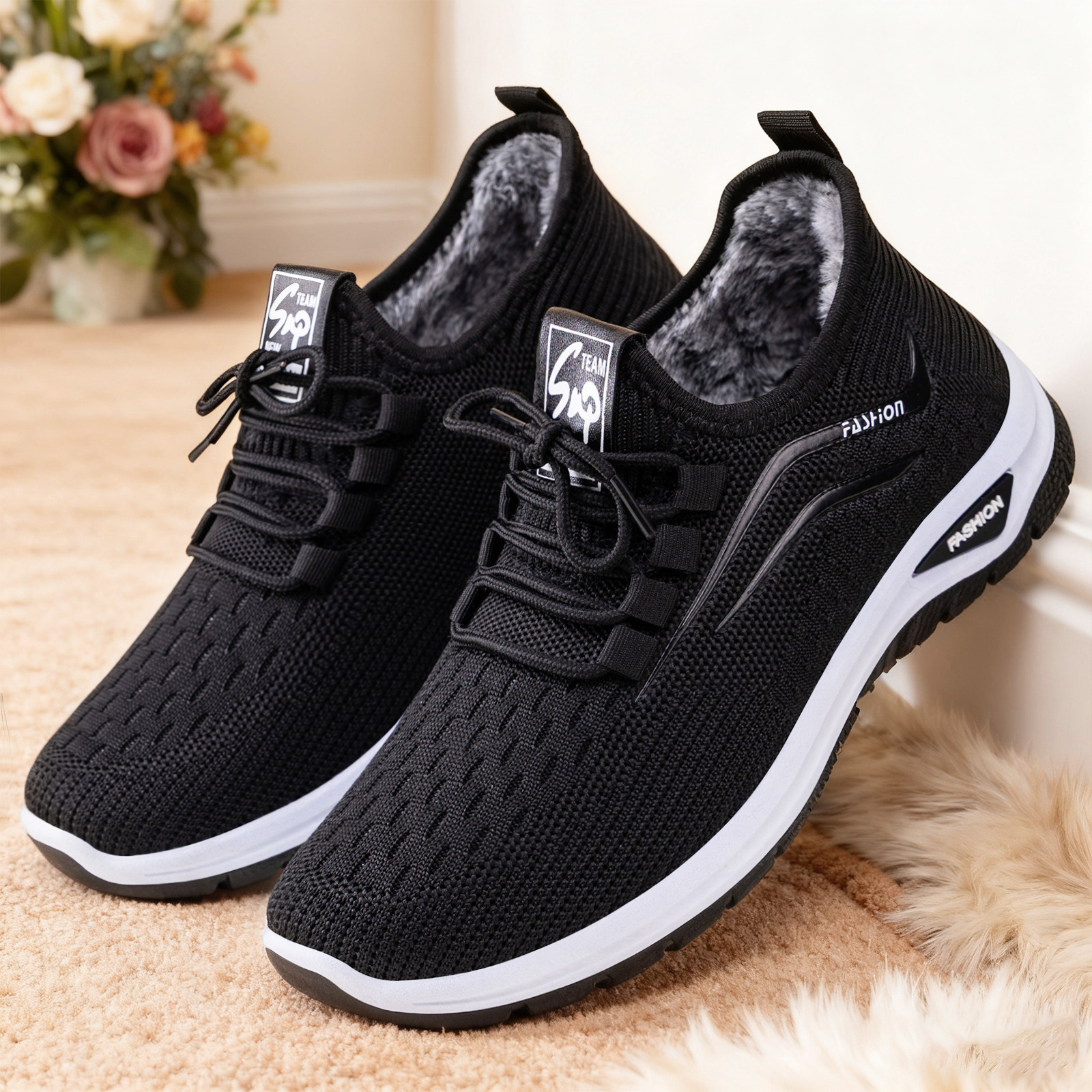 Zapatos de algodón de invierno para mujeres más veludo y grueso zapatos de caminar nuevos zapatos de mujer poco profundos al aire libre botas de nieve de algodón caliente
