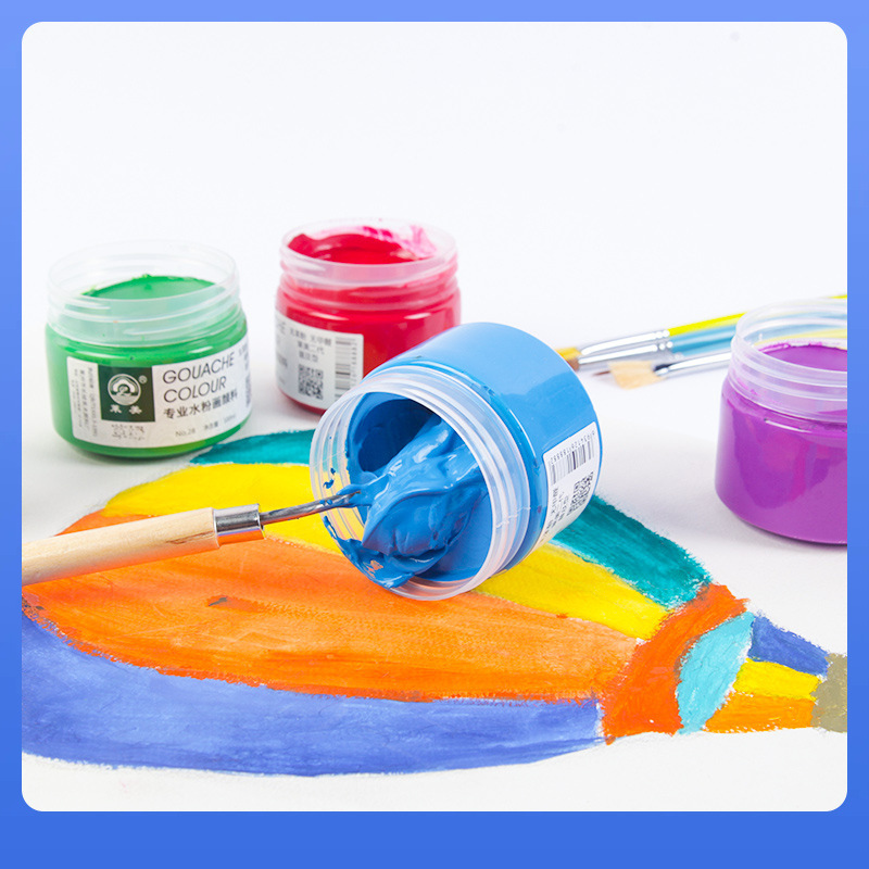 Concentrated pigment painted gouache for students