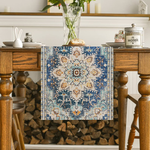 Bohemian Orange blue table runner rustic farmhouse magic tablecloth table decoration Kitchen home party decoration