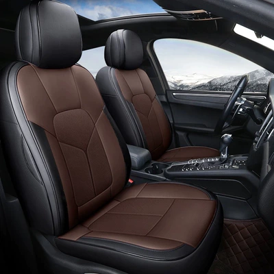 Magotan, Id.3, Tiguan L, Genuine | Modelə uyğun (Original) oturacaq örtükləri - nappa-leather-black-coffee-color-five-seats-fully-surrounded-in-front-and-rear-rows