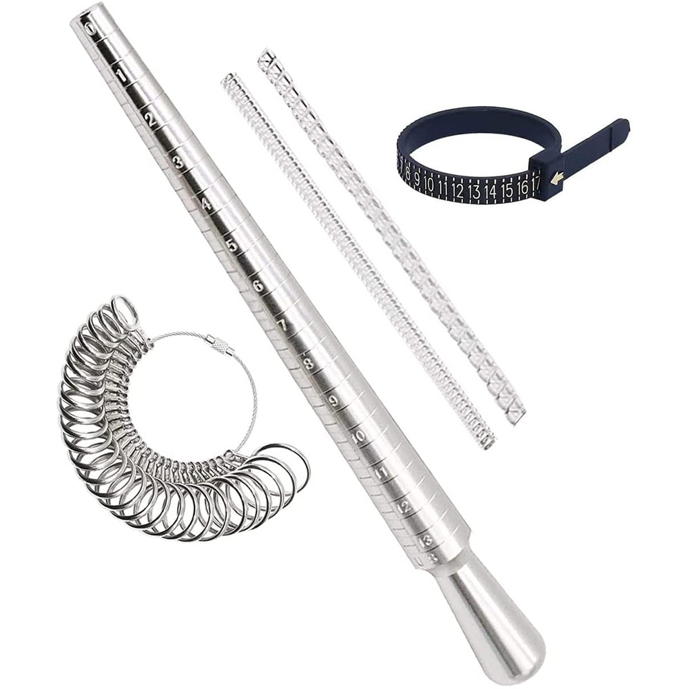 5件套首饰测量工具 铝制圆形美码戒指尺寸棒0-13戒指尺码测量工具