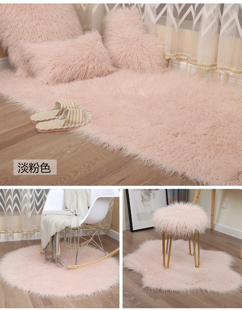 Australian Sheep Imitation Beach Wool Carpet Chair Cushion Plush Round Carpet Bedroom Bedside Blanket Bay Window Mat Window Sill Mat