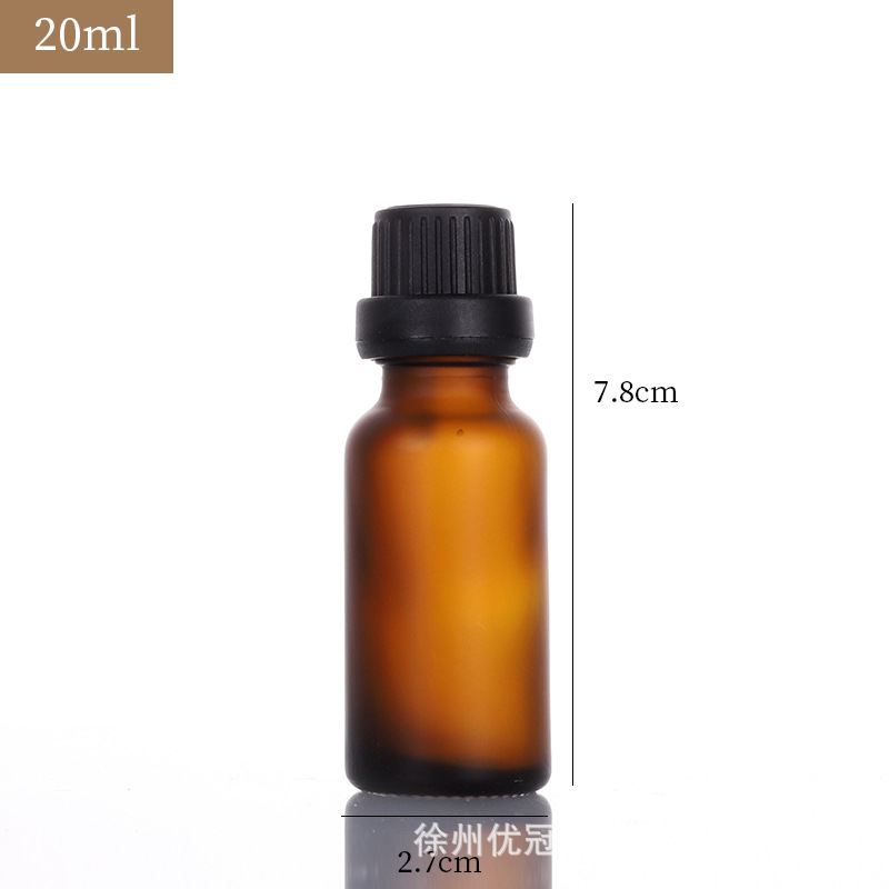 Botella de esencia cosmética portátil a prueba de luz marrón Botella de aceite esencial de vidrio esmerilado sellado cuentagotas