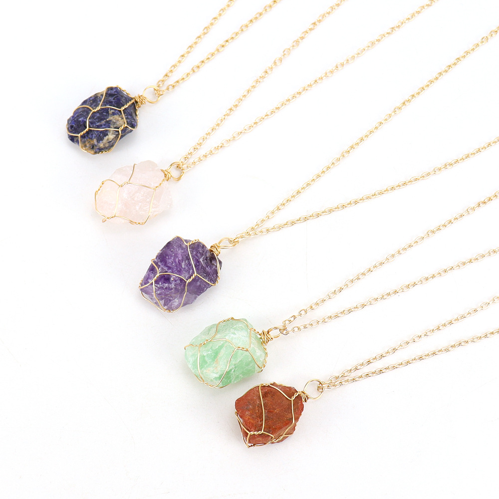 Simple Style Geometric Alloy Natural Stone Knitting Pendant Necklace display picture 1