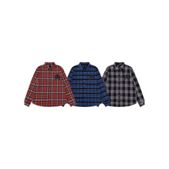 正しいバージョン 24 クロスボーダー Chrome Hearts 秋冬新作フルダイヤモンド胸レザーチェック柄シャツ