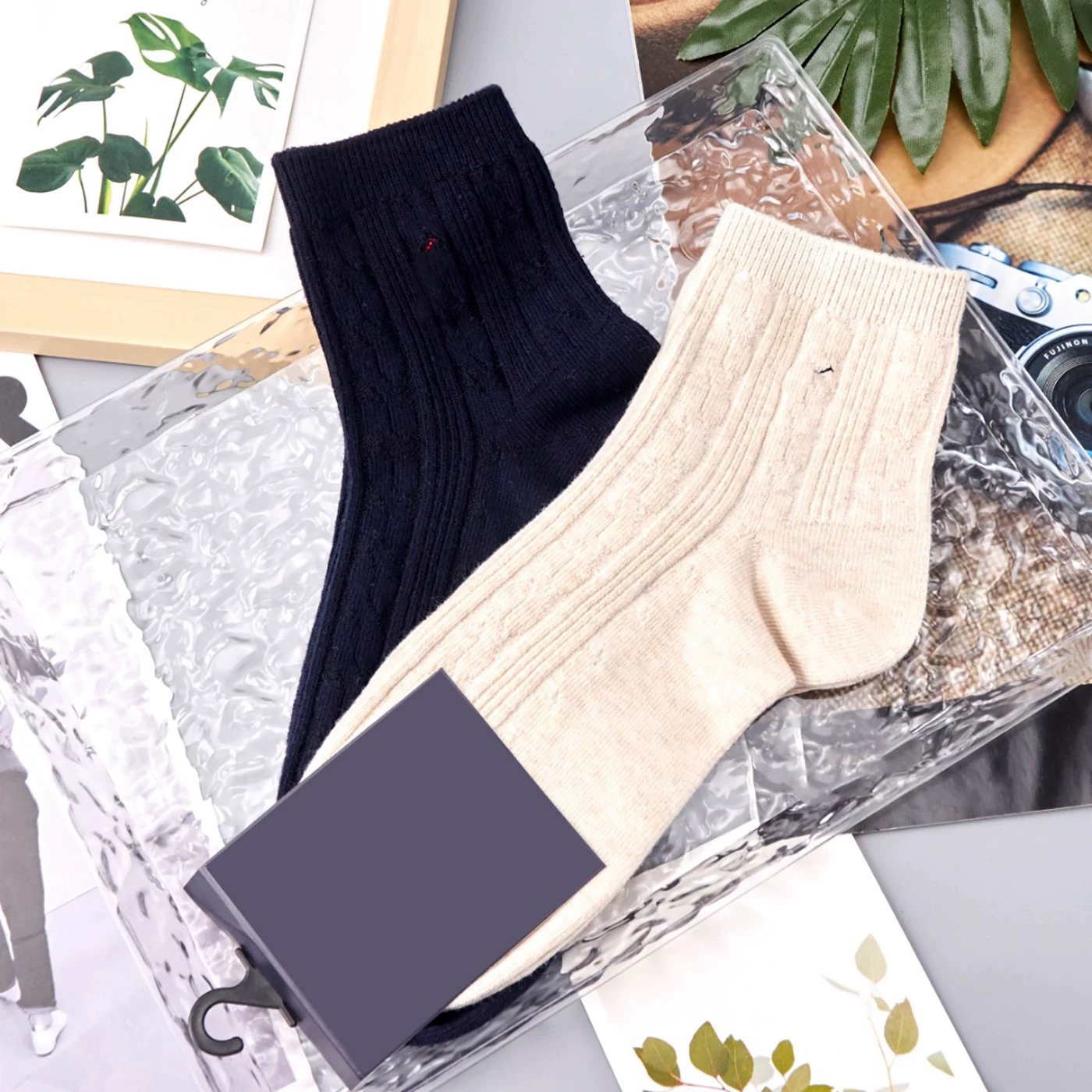 2025 New Pony Embroidered Cable Cotton Two-Pair Socks