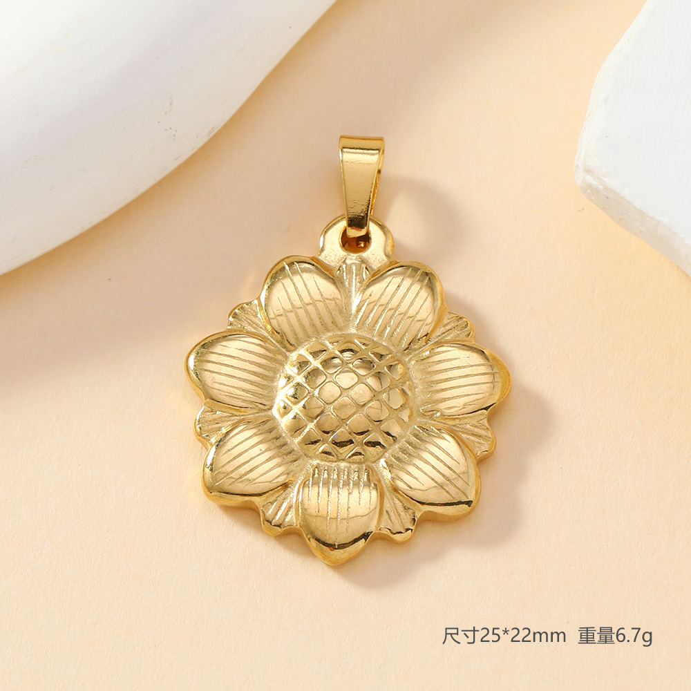 Colgante único Joyas de fundición de acero inoxidable transfronterizas Amor Girasol redondo Concha Xingyue Accesorios de pulsera de collar de bricolaje image 14