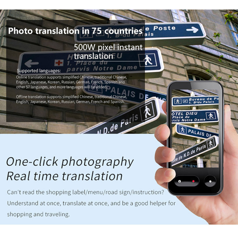 Máquina de traducción fuera de línea Teléfono móvil Tarjeta SIM Equipo de fotografía fuera de línea Portable Interpretación simultánea Fábrica de traductores multilingües