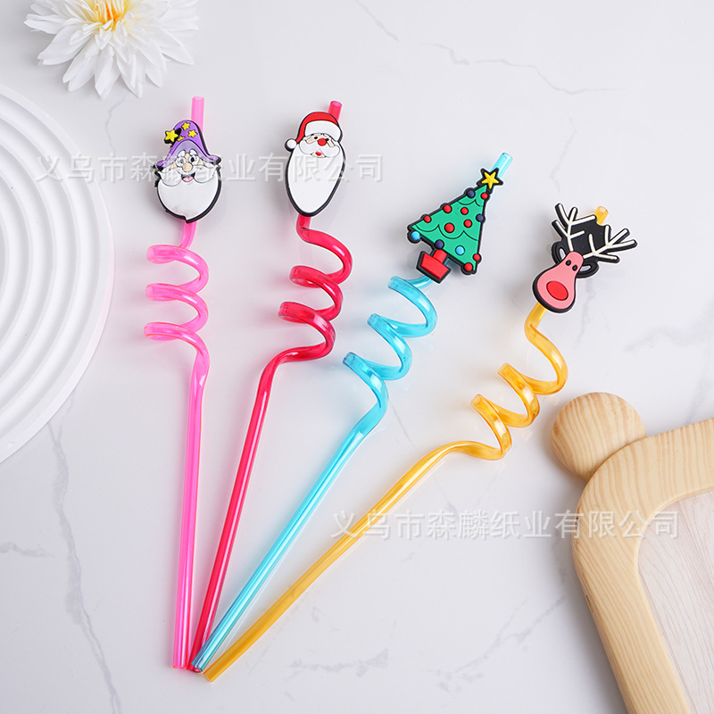 Transfronterizo Amazon dibujos animados forma paja creativa fiesta de cumpleaños decoración espiral curvado arte paja al por mayor