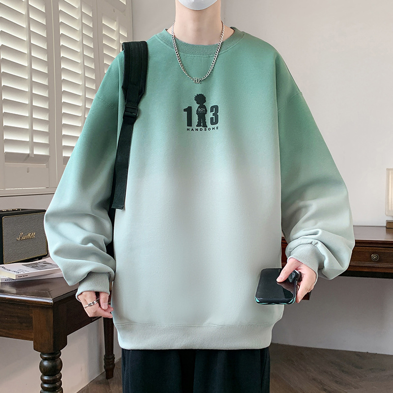 春秋季青少年渐变圆领卫衣男孩12-15岁初高中学生长袖打底衫上衣T|undefined