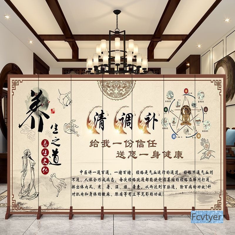 Folding Landscape Screen Partition for Movable Tea Room Area Division and Placement in Office Indoor Room Chinese Style
