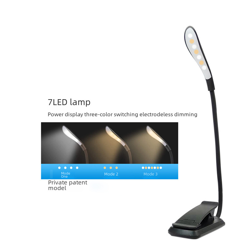 Viewkia LED Clip-on Lamp, Learning Reading Eye-Care Mini Desk Lamp with USB Charging Portable Book Reading Light