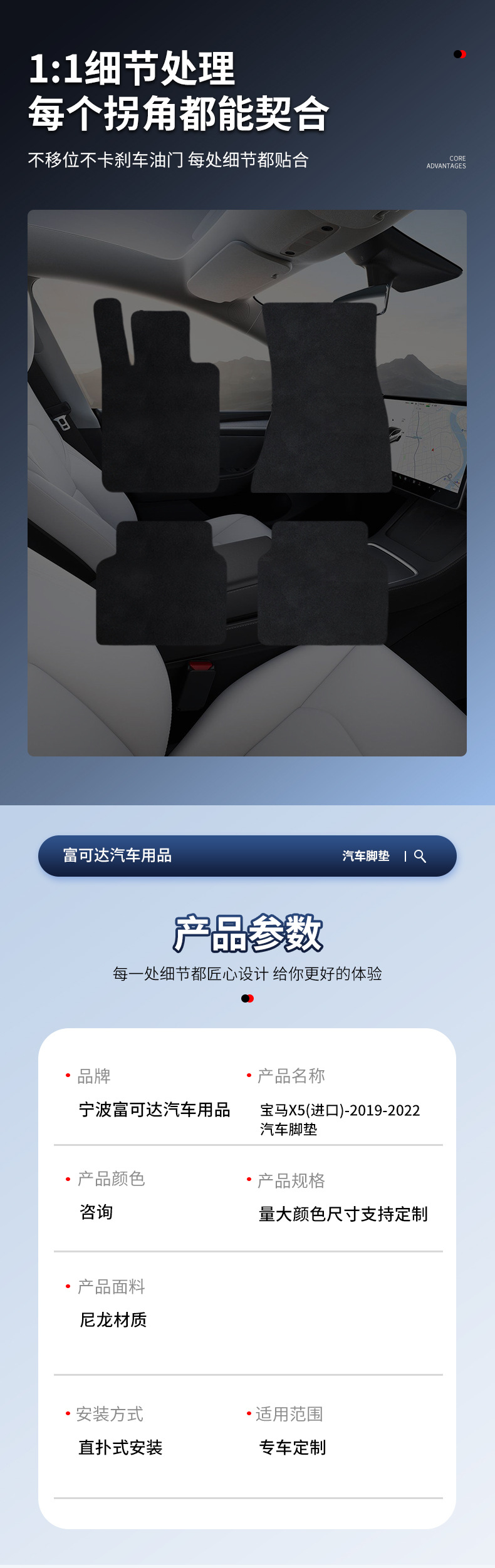 Suitable for X5 (Imported) 19-22 Models, Left-Hand Drive Hybrid Car Floor Mats, Special Car-Specific Floor Mats, Factory Wholesale