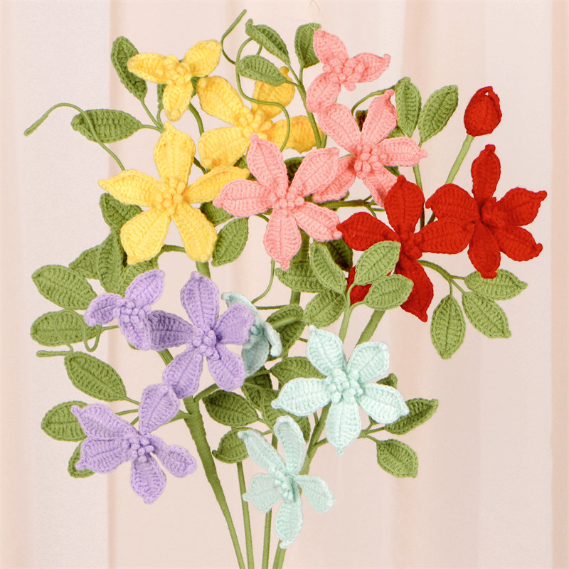 New hand-knitted large bouquet of wool micro-hook artificial flower desktop decoration artificial flower finished product hand-knitted flower pic 13
