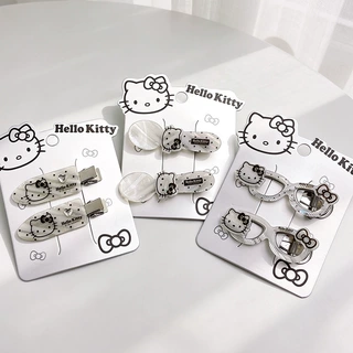 正版三丽鸥HelloKitty发夹银色蝴蝶结少女侧边刘海夹镂空眼镜发饰