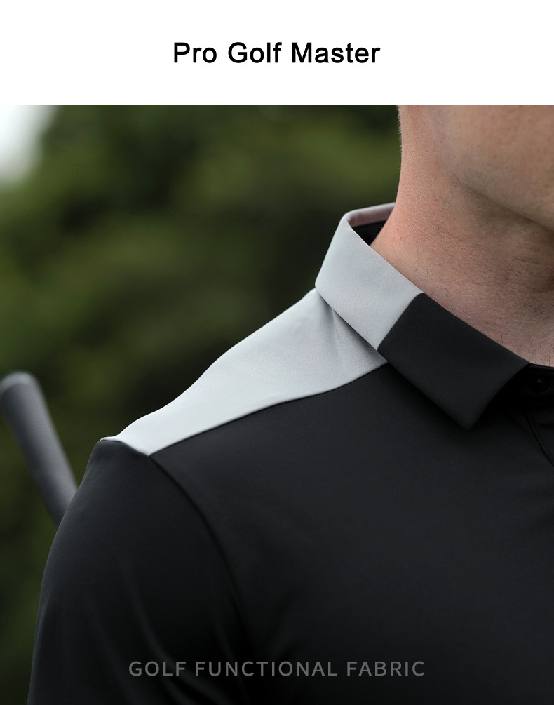 Áo polo golf nam dài tay phối màu cổ bẻ — KUZ166-Quần Đen, YF651-Áo màu trắng, YF651-Áo màu đen, KUZ166-Quần kaki chi tiết 14