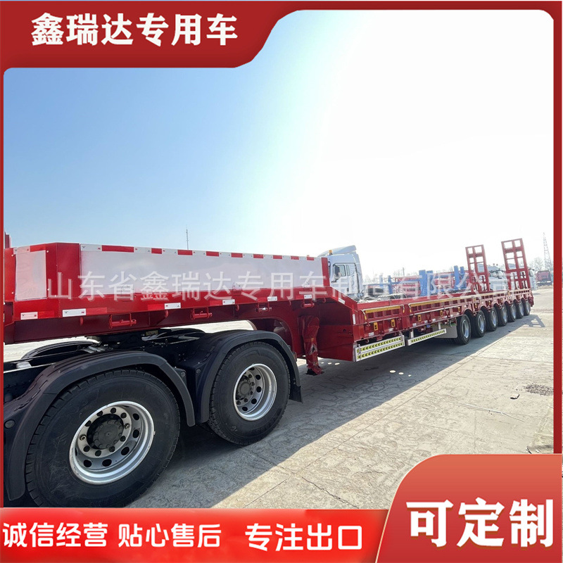 Exported to Africa Heavy-Duty Low-Flatbed Semi-Trailer with a Load Capacity of 80 Tons Semi-Trailer 15.5m Excavator Trailer