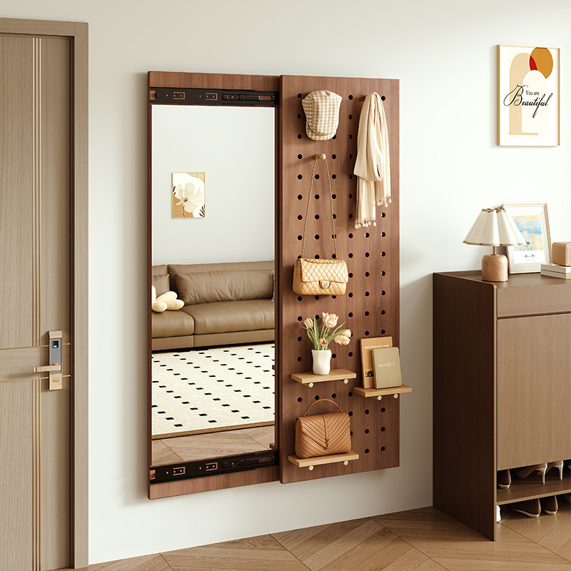 espejo de vestir de madera sólida espejo de vestir de cuerpo entero escondido empujando y arrastrando hogar cerrable pared colgante espejo de vestir de vestir