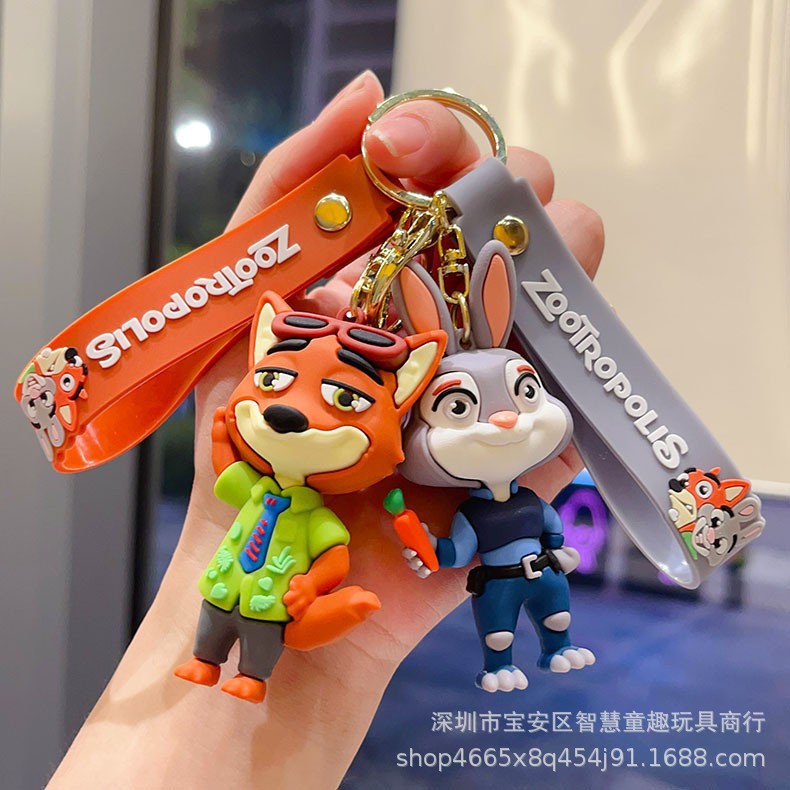 Caricatura nueva ciudad de animales locos lindos Judy llaveros bolsos de pareja colgantes al por mayor