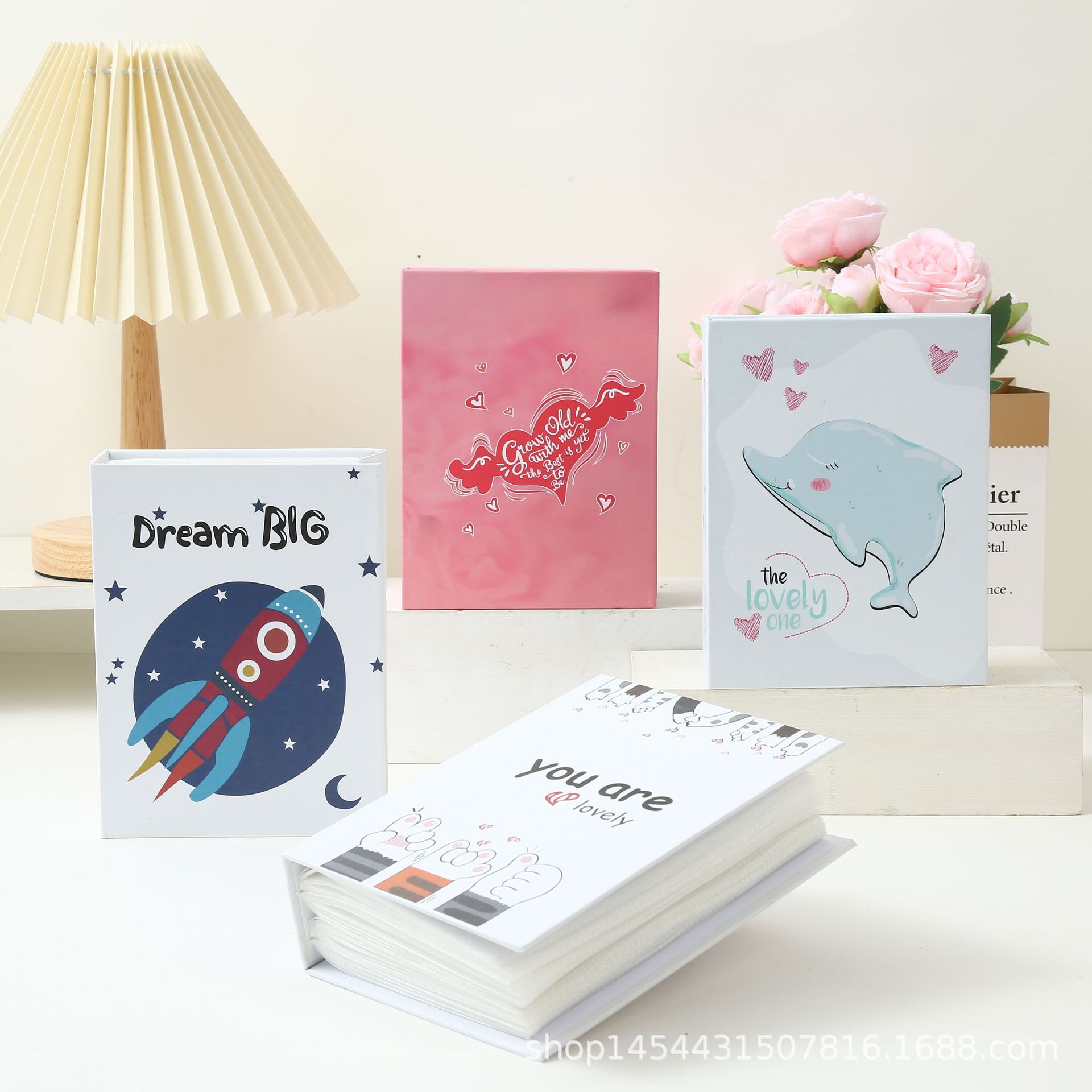 Álbum de fotos infantil de dibujos animados, grande, de 6 pulgadas, 100 páginas, 6 estilos, laminado, con páginas interiores de PP de 6 pulgadas, tipo inserto, regalo navideño