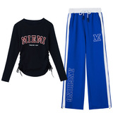 Летний лонгслив, штаны, комплект, на шнурках