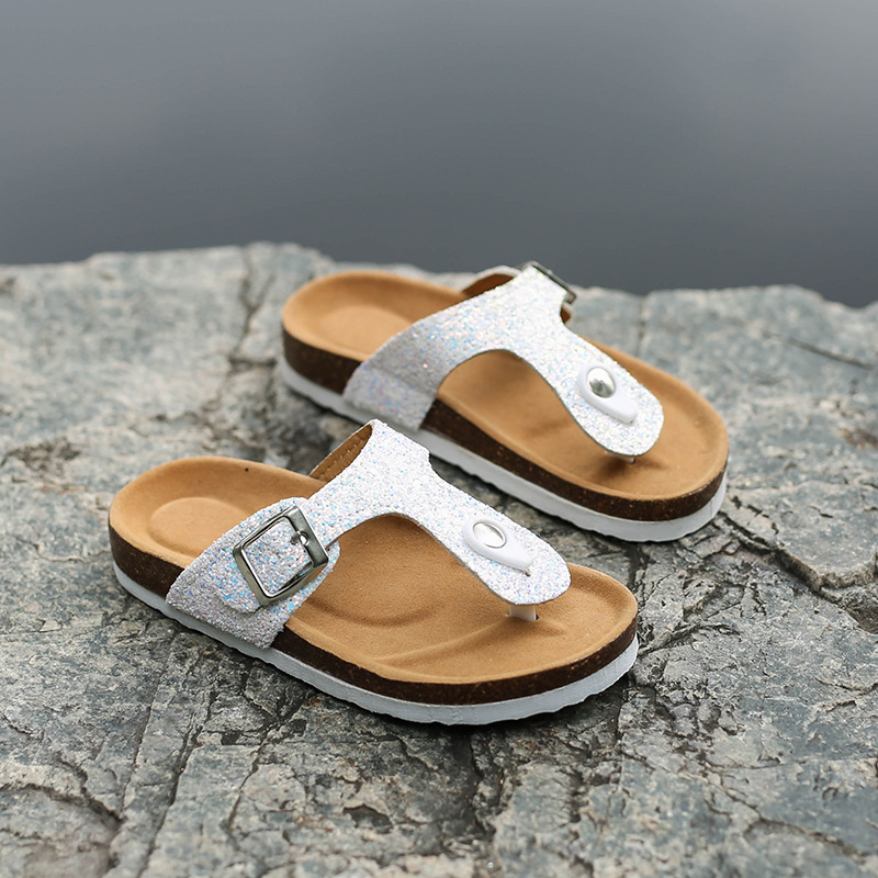 New large-sized women's sandals for foreign trade, colorful ice crystal water diamond cork slippers, Korean-style fashionable herd-shaped slippers for women undefined