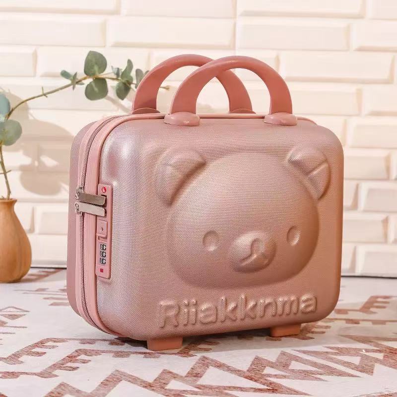 Mini maleta de oso de dibujos animados lindo para niños de 14 pulgadas, maleta de contraseña, maleta de almacenamiento, maleta de embarque, regalo de mano