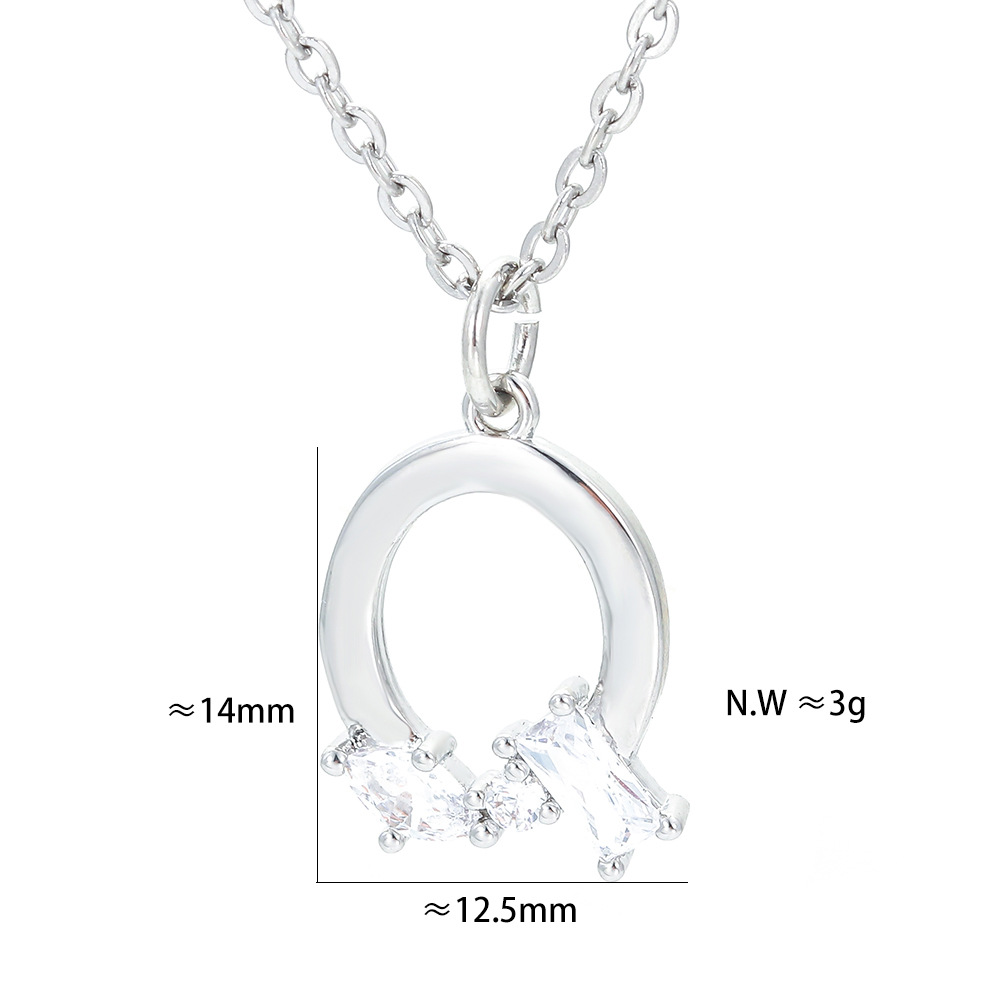 Women'S Gender Plating, Inlay Design Fashion Letter Copper Pendant Necklace Plating Inlay Zircon Copper Necklaces