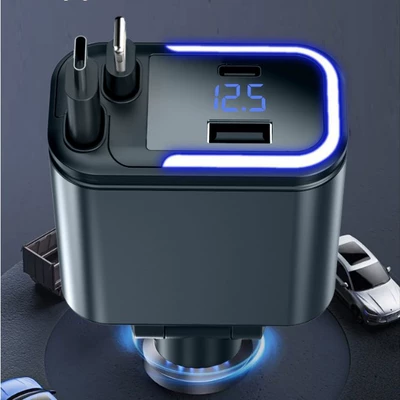 Car Charger 120W Fast Charging One to Five Car Cigarette Lighter Conversion Plug One to Two Fast Socket (Mobil şarj cihazları) - black-4-in-1-car-charger