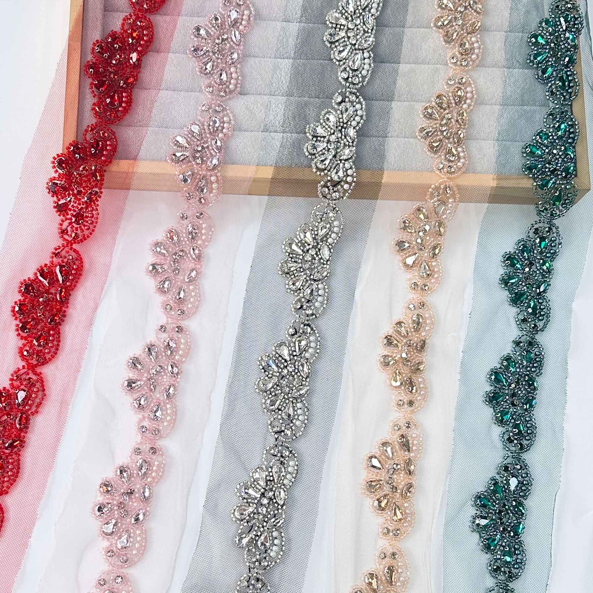 Perla pesada diamante diy mano clavado encaje cinta accesorios vestido suéter pijama decoración