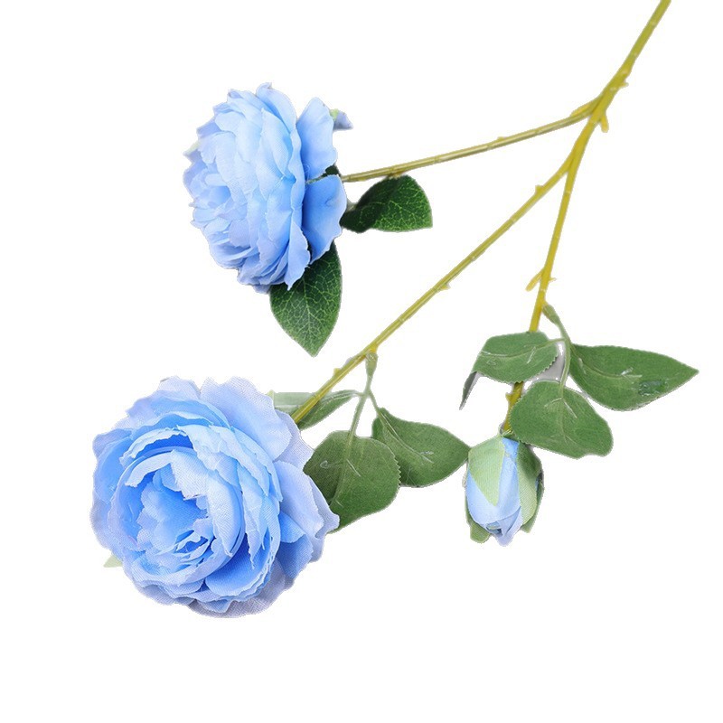 蓝色仿真花高级感逼真假花仿真玫瑰花婚庆婚礼装饰插花花束热销批|undefined