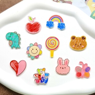 Cute Cartoon Acrylic Patch Pencil Drawing Animal Ind Style Cream Glue DIY Jewelry Accessories