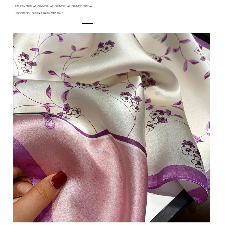 2021 Spring And Summer New Floral Print Pattern Silk Scarf Fashion Small Square Scarf display picture 5