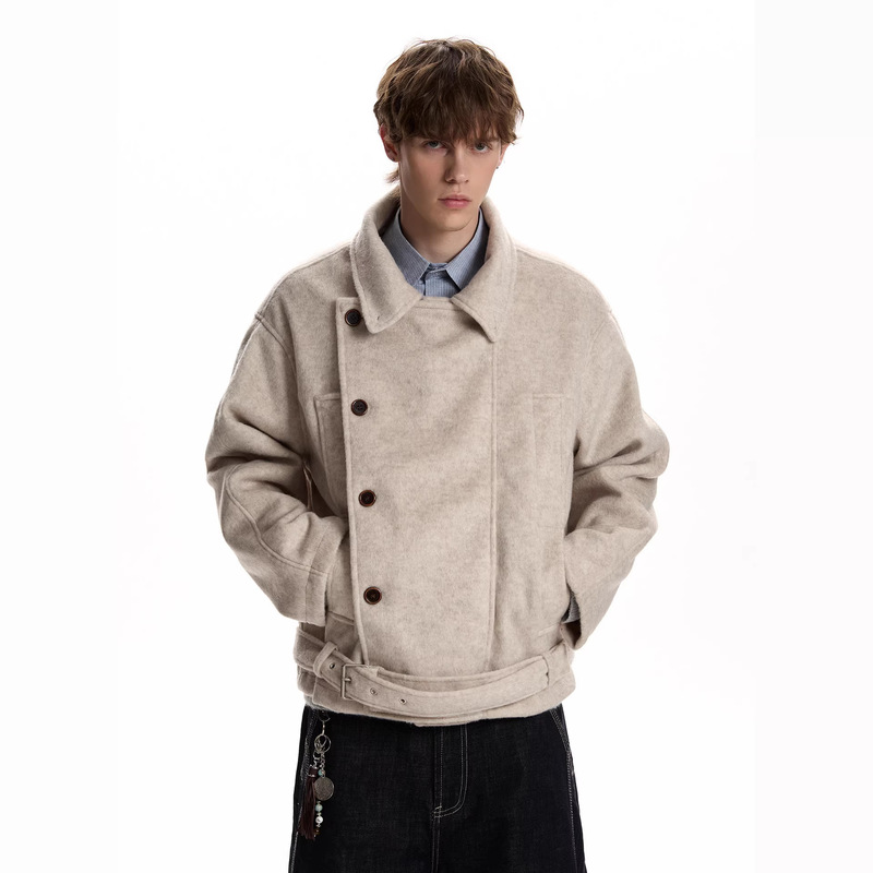 Retro Old Money Style High-End Faux Wool Blend Jacket, Casual Loose Fit, Versatile Button-Up Unisex Coat