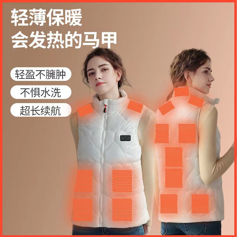 Cross-Border Hot-Selling Heated Vest, Glossy Smart Electric Heating Women's Jacket, Waist Warmer, Abdominal Warmer, Shoulder Protector, Heating and Cold-Proof Workwear