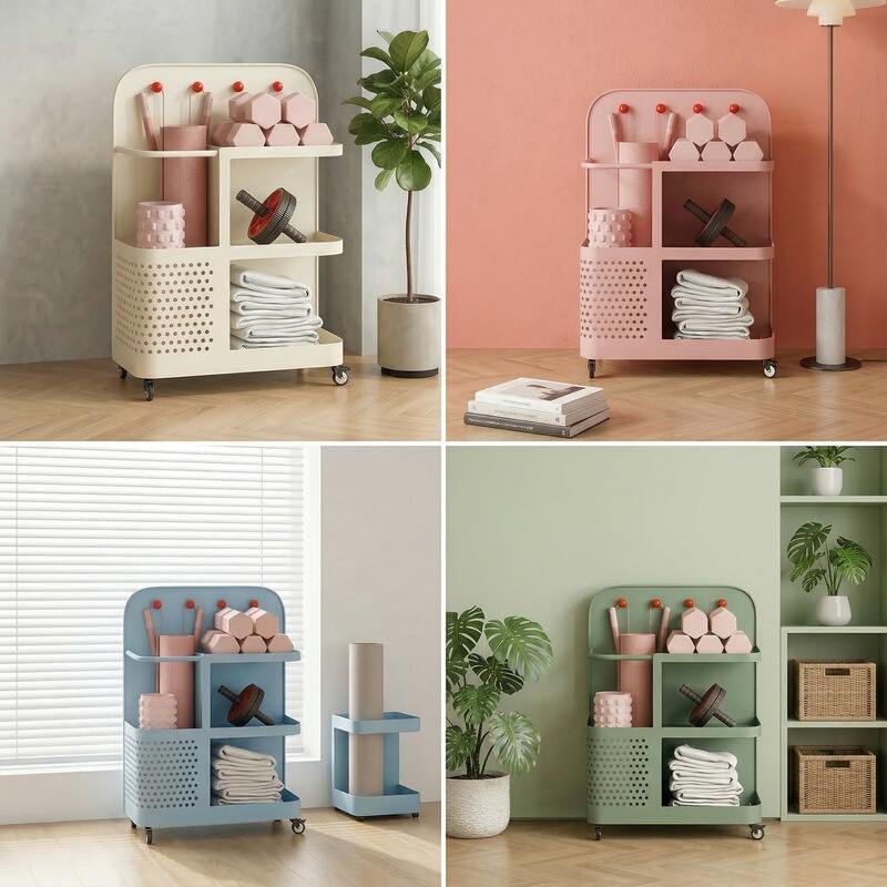 Fitness Equipment Storage Basket with Wheels, Small Trolley, Yoga Mat, Dumbbell, Sports Storage Rack, Household Miscellaneous Items Box, Yuexiang Fitness Equipment Storage Basket with Wheels, Small Trolley, Yoga Mat, Dumbbell, Sports Storage Rack, Household Miscellaneous Items Box, Yuexiang