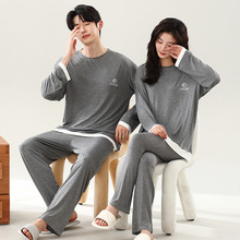 2025新款莫代尔情侣睡衣男女春秋季长袖长裤大码套头男士家居服套