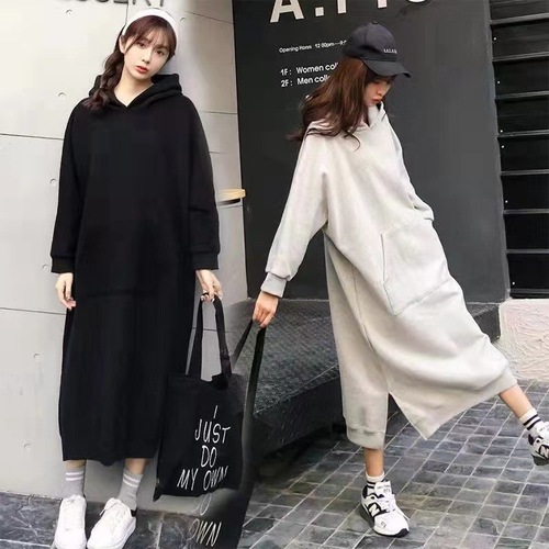 Relaxed Plus Size Women's 300 Pounds Dress Plus Size Women's Hooded Padded Sweatshirt 200 Coverage Belly Outerwear
