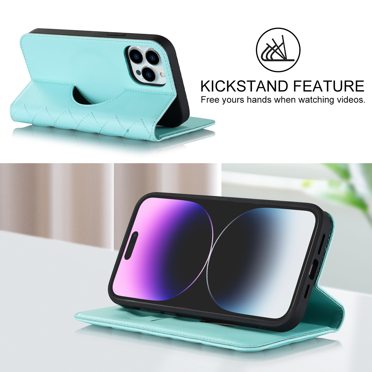 Anwendbar zu iPhone14 handy leder fall drahtlose lade 13/12 stil magnetische flip schutzhülle Großhandel_voghion.com