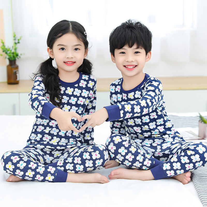 Ropa de otoño para niños nuevos pantalones largos traje de algodón puro niños medianos y grandes niños niñas bebé moda ropa para niños ropa interior a juego 4