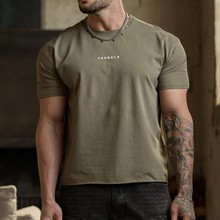 YOUNGLA美式新男士T恤肌肉运动健身修身短袖户外跑步训练棉质T恤