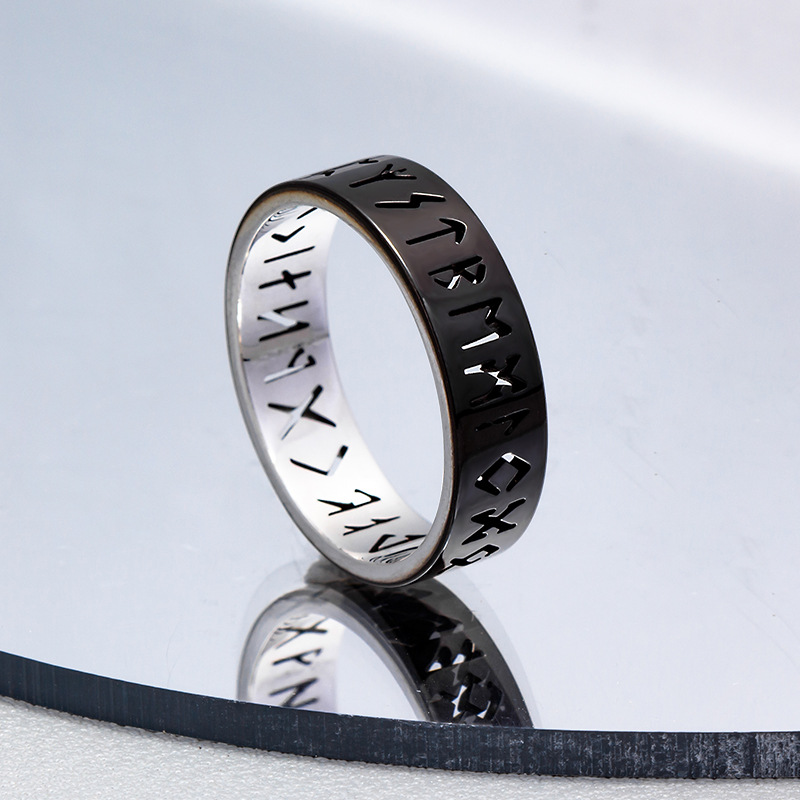 201 Stainless Steel Material Hip-Hop Retro Symbol Titanium Steel Plating Hollow Out Gold Plated PVD Coated Men's Rings Men Band Rings