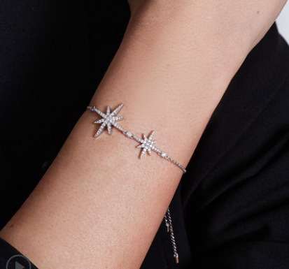 Fashion Simple Style Star Sterling Silver Star Plating Zircon Bracelets