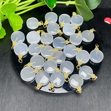 天然白玛瑙圆牌滴流吊坠扣手工diy项链手链串珠材料配件饰品批发