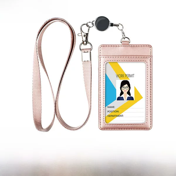 Amz In-Stock Easy-Pull Faux Leather Id Card Holder, Horizontal and Vertical Style Badge Holder, Work Badge, Access Control, Game, Bus Card Holder