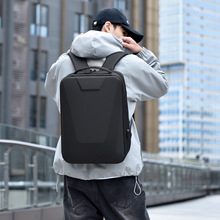 跨境新款pu硬壳包休闲轻便商务双肩包男潮酷背包15.6寸防盗电脑包
