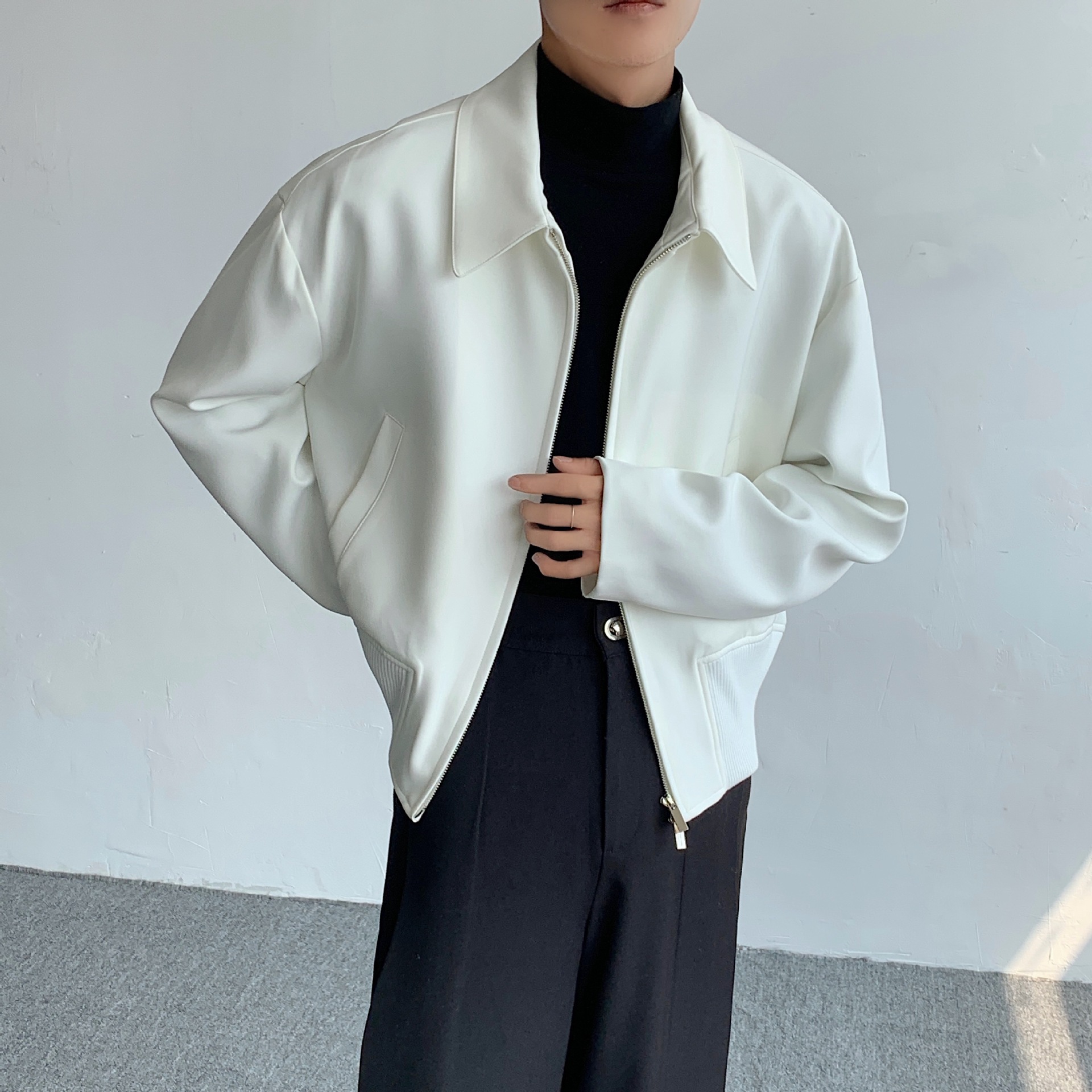 New men's trendy and high-end autumn executive jacket with shoulder pads, short cardigan and zipper, baseball jersey_voghion.com