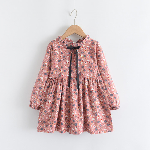 Cross-border new girls' dress cotton spring and autumn floral lace-up children's dress fashionable princess dress wholesale