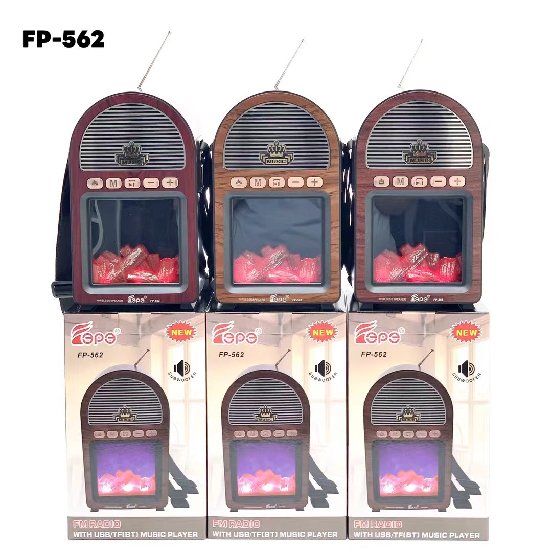 跨境复古FP-562火焰灯蓝牙音箱家庭酒店饰品手提便携式插卡收音机