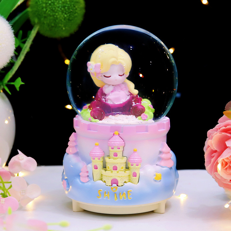 Nueva princesa conducción para soñar princesa Castillo caja de música de dibujos animados bola de cristal bola de agua creativa decoración de escritorio adornos